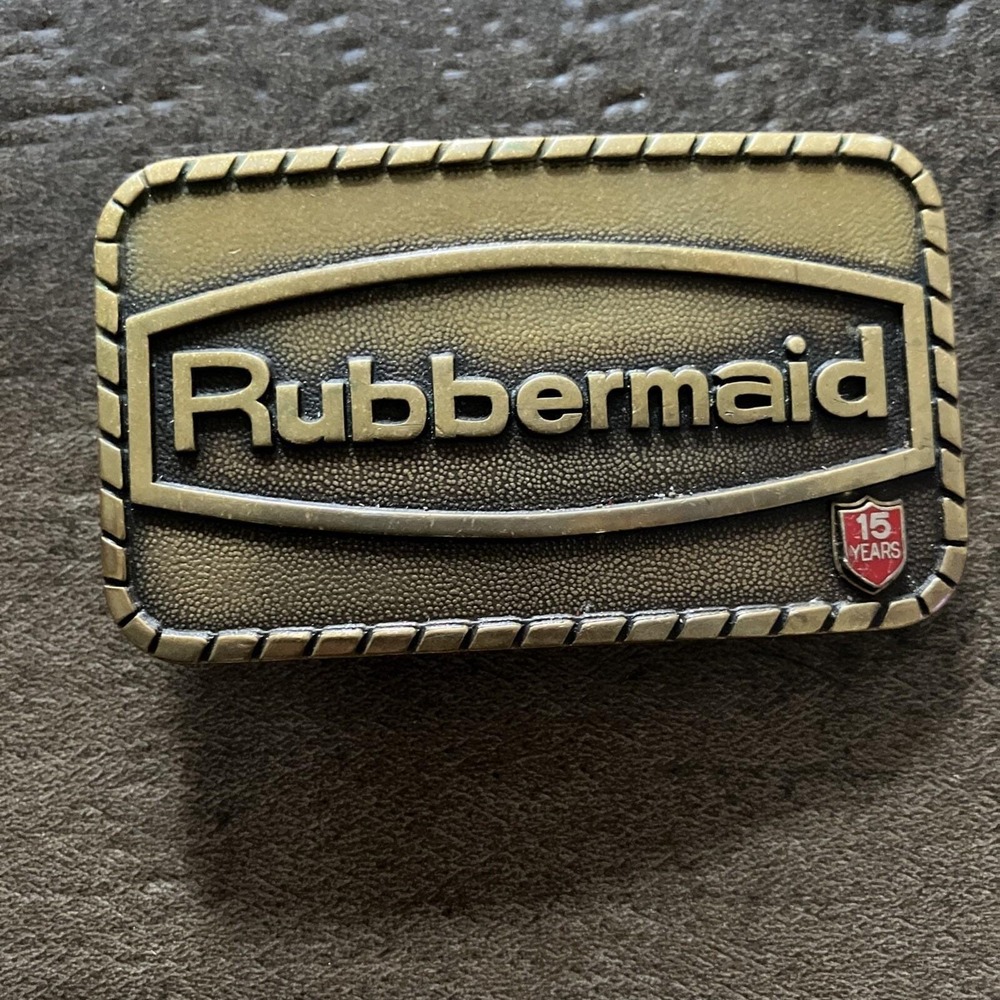 Vtg Rubbermaid 15 Years Employee Brass Belt Buckle Balfour